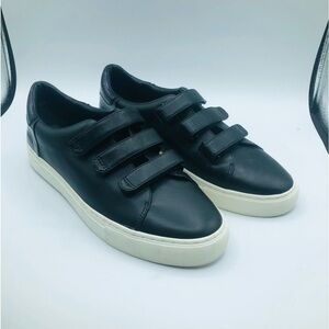 Tory Burch Tory Sport Black Leather Triple Velcro‎ Strap Sneakers / Size 10.5M